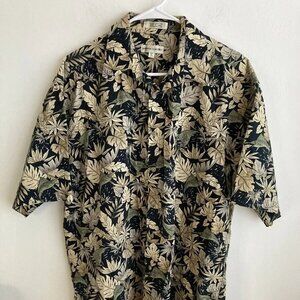 Pierre Cardin Mens Shirt Sz L Floral Short Sleeves 100% Cotton